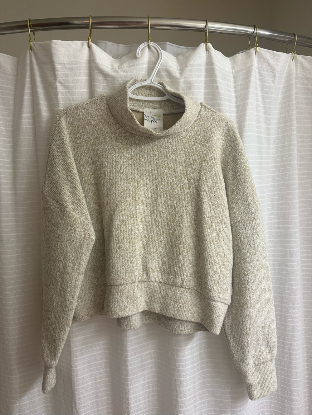 aerie Cream Mock Neck Sweater